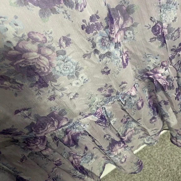 Arula | Off the Shoulder Natalie Purple Floral Maxi Dress Peasant Cottagecore - Picture 6 of 8